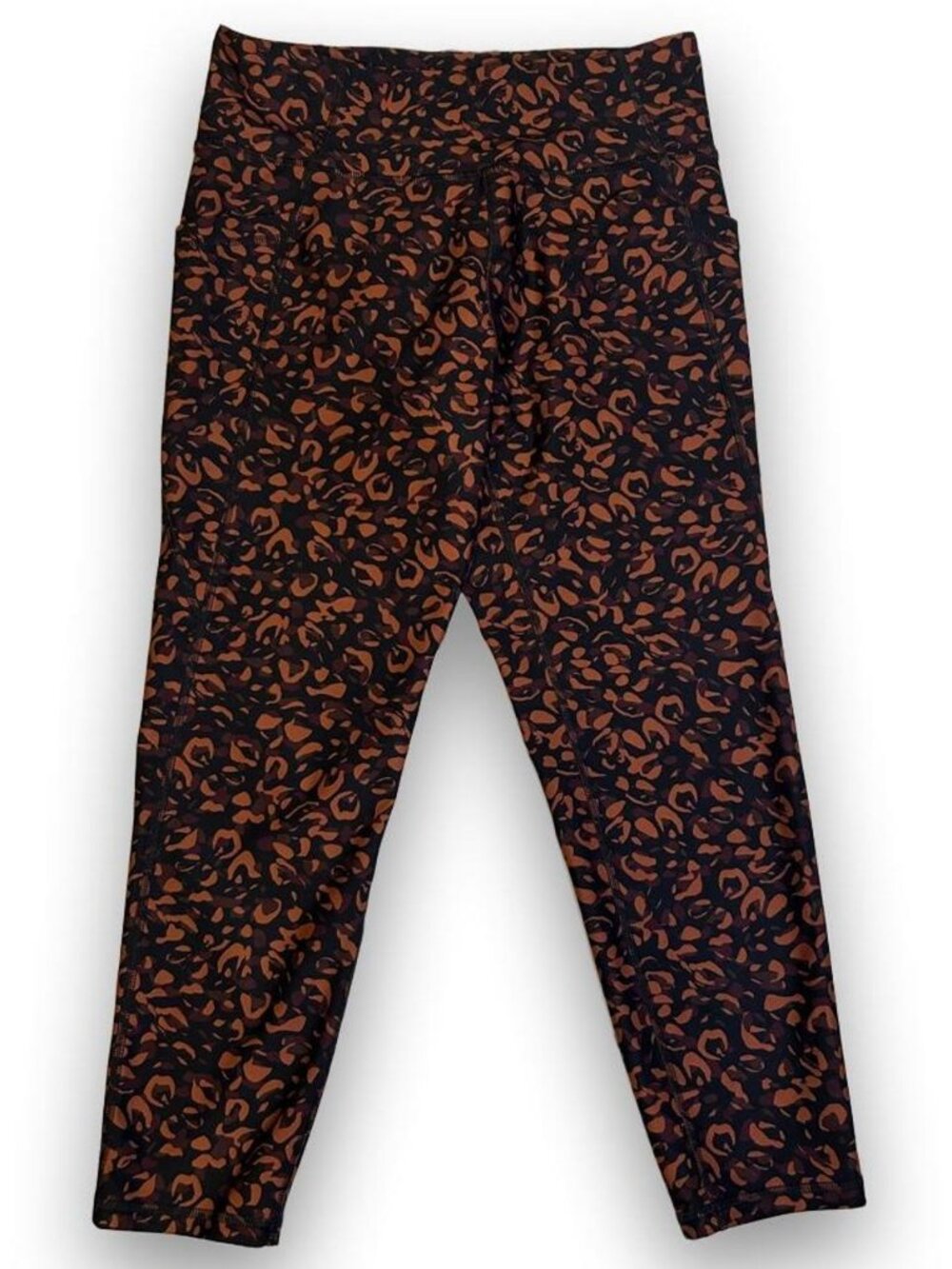 Kenesis orange and brown leopard print leggings size m